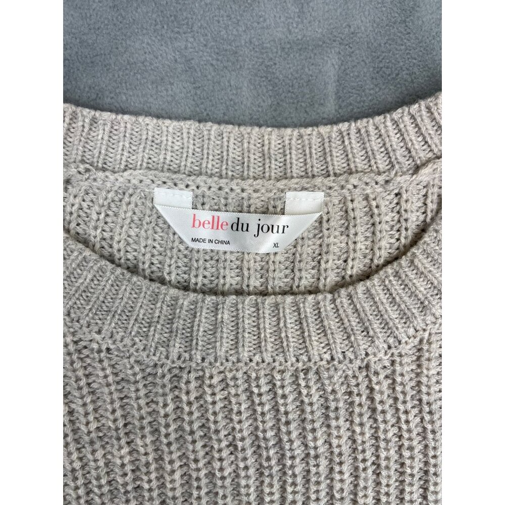 belle du jour Acrylic Loose Knit Sweater Juniors XL Gray Blue Stripe - Picture 2 of 5